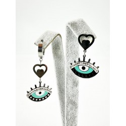 Gümüş Göz Detaylı Sallantılı Küpe